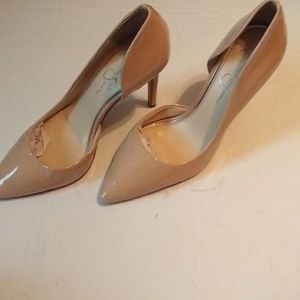 Jessica Simpson Ribbed Dressy Pointed Toe Pumps, size 8.5, color - Beige